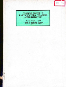 Training Course in Participatory Training Administration