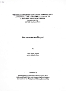Where are we Now in Gender Sensitizing? Assessing the Trainers Experiences : A Roundtable Discussion