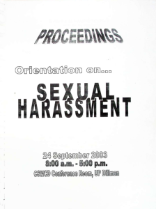 Proceedings on Orientation on Sexual Harassment