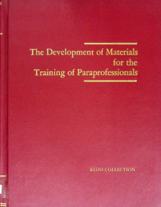 The Development of Materials for the Training of Paraprofessionals