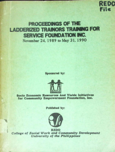 Proceedings of the Ladderized Trainors Training for Service Foundation Inc.