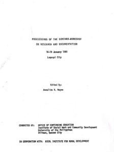 Proceedings of the Seminar – Workshop on Research and Documentation