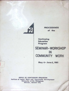 Proceedings of the Continuing Education Program: Seminar – Workshop in Community Work