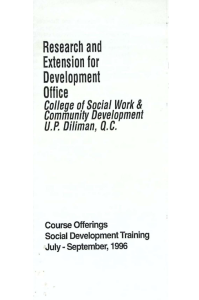 REDO Course Offerings Social Development Training (July-September 1996)