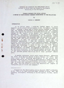 Towards Research for Social Action: A Review of Participatory Research Experiences in the Philippines