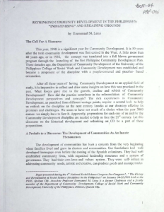 Rethinking Community Development in the Philippines: “Indigenizing” and Regaining Grounds