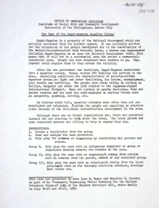 The Case of the Dagat-dagatan Squatter Colony