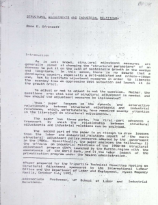 Structural Adjustments and Industrial Relations