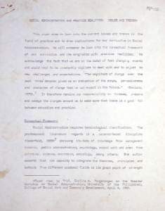 Social Administration and Practice Realities: Issues and Trends