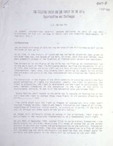 The Filipino Child and the Family in the 90’s: Opportunities and Challenges