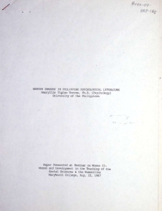 Gender Imagery in the Philippine Psychological Literature