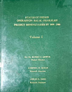 Status of ERDA’s Operasyon: Balik-Paaralan Project Beneficiaries SY 1979-1985 Vol. I