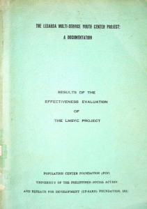 The Legarda Multi-Service Youth Center Project: A Documentation Results of the Effectiveness Evaluation of the LMSYC Project