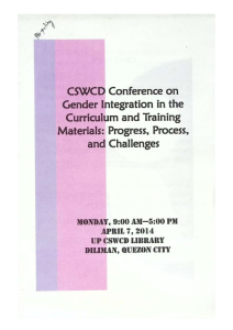 CSWCD Conference on Gender Integration in the Curriculum and Training Materials: Progress, Process, and Challenges