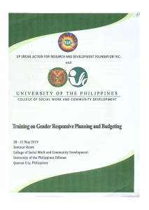 Training on Gender Responsive Planning and Budgeting