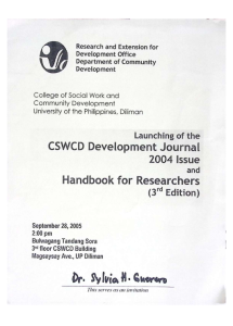 Launching of the CSWCD Development Journal 2004 Issue and Handbook for Researchers 3rd Edition