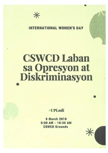 International Women’s Day: CSWCD Laban sa Opresyon at Diskriminasyon