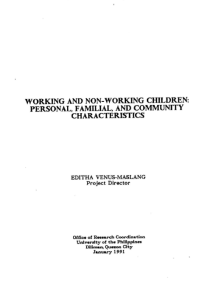 Working and Non-working Children: Personal, Familial, and Community Characteristics