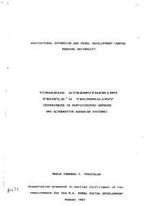 Towards Strengthening People’s Technology (Experiences in Participatory Methods and Alternative Agrarian Systems)