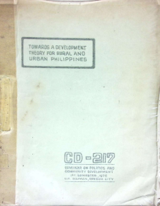 Towards a Development Theory for Rural and Urban Philippines