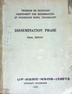 Program on Inventory Assessment and Dissemination of Indigenous Rural Technology: Dissemination Phase