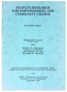 People’s Research for Empowerment and Community Change: An Annual Report