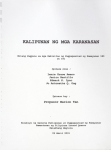 Kalipunan ng mga Karanasan: Bilang Pagpuno sa mga Rekisitos ng Pagpapaunlad ng Pamayanan 180 at 181