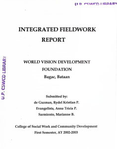 Integrated Fieldwork Report: World Vision Development Foundation