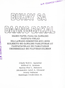 Buhay sa Daang-Bakal: Isang Papel Para sa Gawaing Pagpapa-unlad