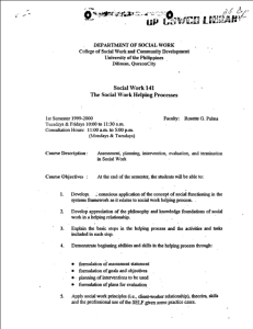 SW 141 Palma, Rosetta G. AY 1999-2000 1st Sem