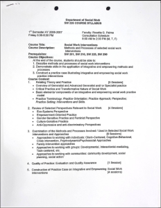 SW 226 Palma, Rosetta G. AY 2006-2007 1st Sem
