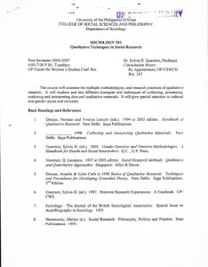 SW 290 Guerrero, Sylvia H. AY 2006-2007 1st Sem