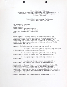 SW 199.2 Veneracion, Ma. Corazon J. AY 1992-1993 1st Sem