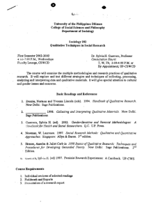 SW 299.1 Guerrero, Sylvia H. AY 2002-2003 1st Sem