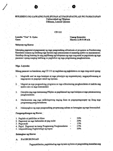 CD 111 Gabo, Leocito S. 1st Sem