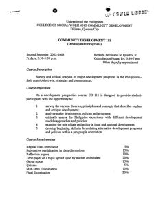 CD 111 Quicho, Rodolfo Ferdinand N. Jr. AY 2002-2003 2nd Sem
