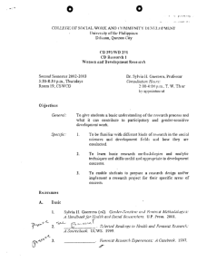 CD 291 Guerrero, Sylvia H. AY 2002-2003 2nd sem