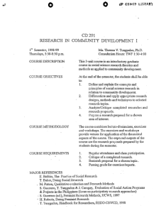 CD 291 Tungpalan, Ma Theresa V. AY 1998-1999 1st Sem