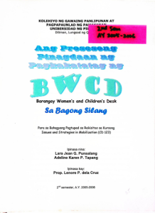 Prosesong Pinagdaan ng Pagkatatag ng BWCD sa Bagong Silang