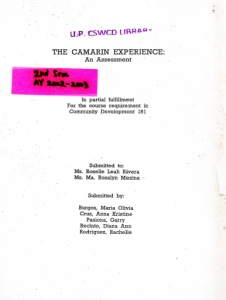 The Camarin Experience – An Assessment