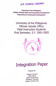 University of the Philippines Diliman Gender Office Field Instruction Students First Semester SY 2001-2002
