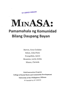 Minasa: Pamamahala sa Komunidad Bilang Daupang Bayan