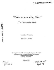 Pamananam ning Bini (The Planting of a Seed)
