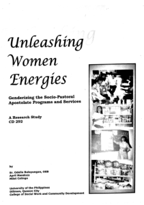 Unleashing Women Energies: Genderizing the Socio-Pastoral Apostolate Programs and Services