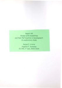 Women with Disabilities and their Participation In Development: An Exploratory Study