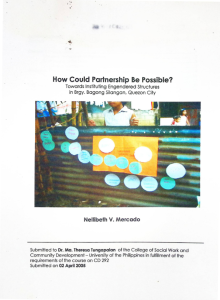 How Could Partnership Be Possible? Towards Instituting Engendered Structures in Brgy. Bagong Silangan, Quezon City
