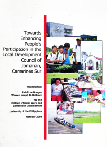 Towards Enhancing People’s Participation in the Local Development Council of Libmanan, Camarines Sur