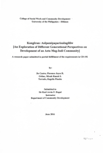 Kangêran: Asêpamipaparisuêngêlêw: An Exploration of Different Generational Perspectives on Development of an Aeta Mag-Indi Community