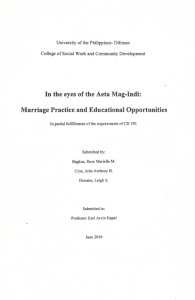 In the eyes of the Aeta Mag-Indi: Marriage Practice and Educational Opportunities
