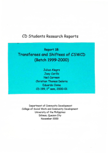 Transferees and Shiftees of CSWCD (Batch 1999-2000)